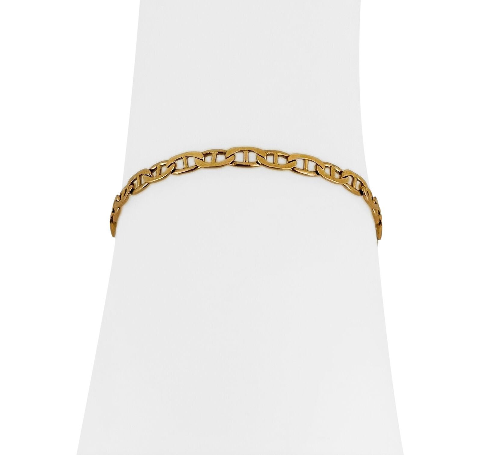 14k Karat Yellow Gold Men's Thin Mariner Gucci Link Bracelet Italy 3