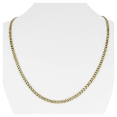 14k Karat Yellow Gold Solid Curb Link Chain Necklace Italy