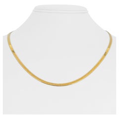 14k Karat Yellow Gold Solid Flat Herringbone Link Chain Necklace Italy