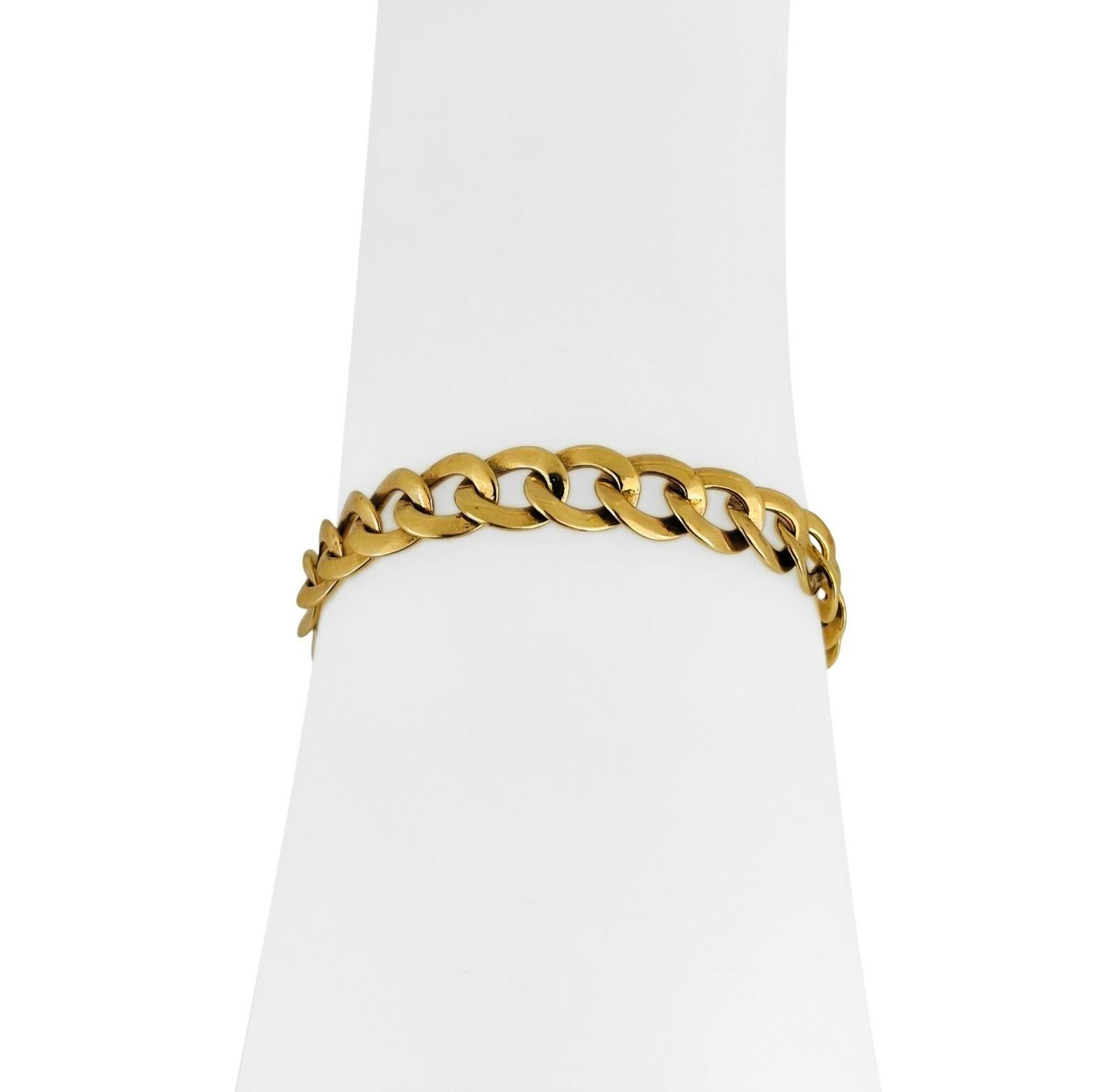 14k Karat Yellow Gold Solid Flat UnoAErre Curb Link Chain Bracelet, Italy  2