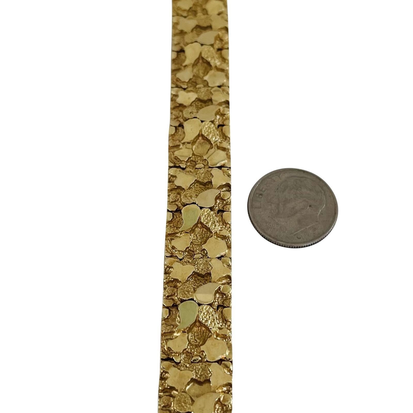 Großes, schweres Herren-Gliederarmband aus 14 Karat Gelbgold mit Nugget-Muster im Zustand „Gut“ in Guilford, CT