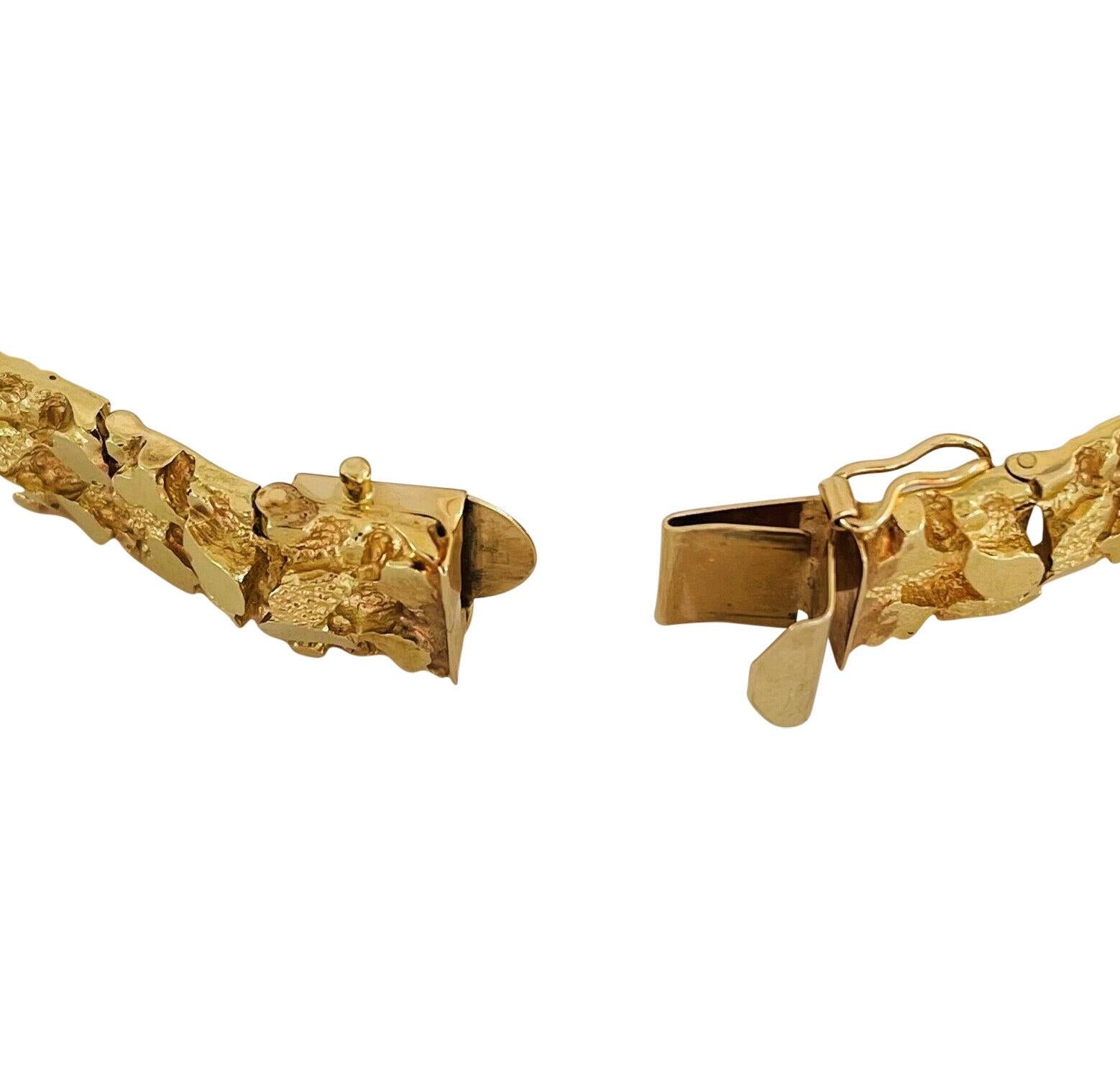 Großes, schweres Herren-Gliederarmband aus 14 Karat Gelbgold mit Nugget-Muster 1