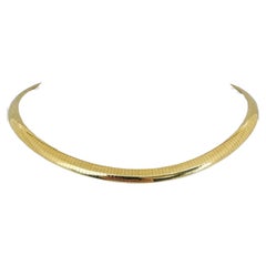14k Karat Yellow Gold Solid Heavy Omega Link Necklace Italy
