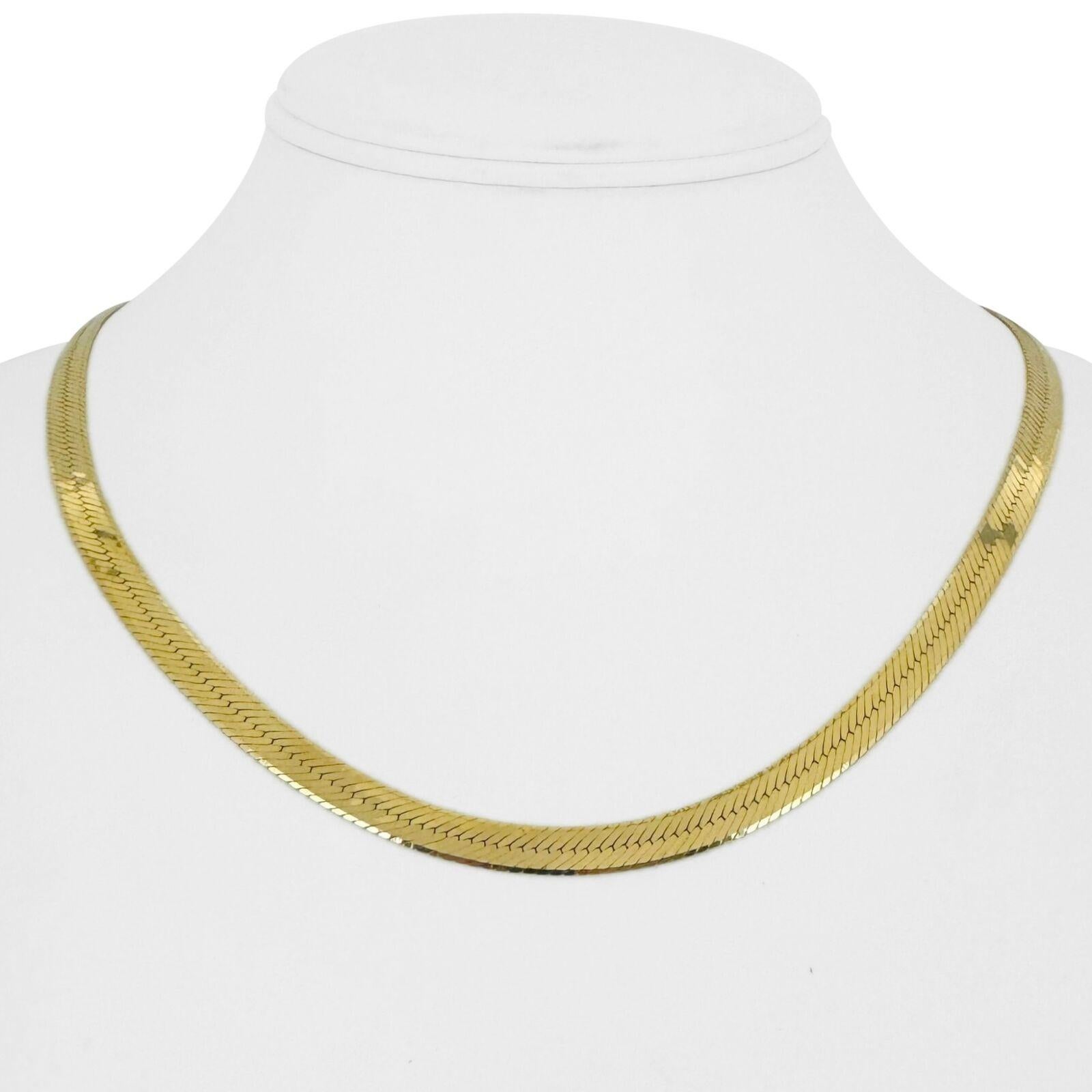 14k Karat Gelbgold massive Damen Fischgrät-Gliederhalskette Italien 8