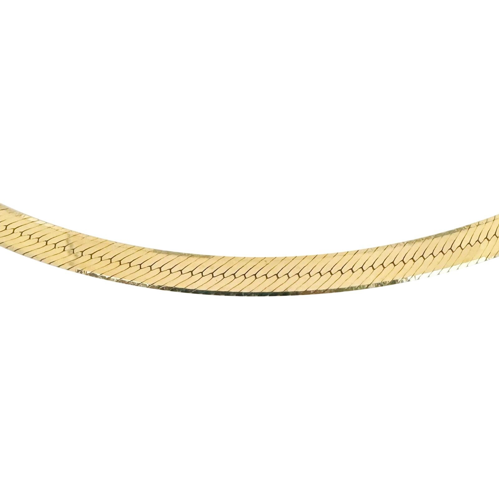 14k Karat Gelbgold massive Damen Fischgrät-Gliederhalskette Italien im Zustand „Gut“ in Guilford, CT