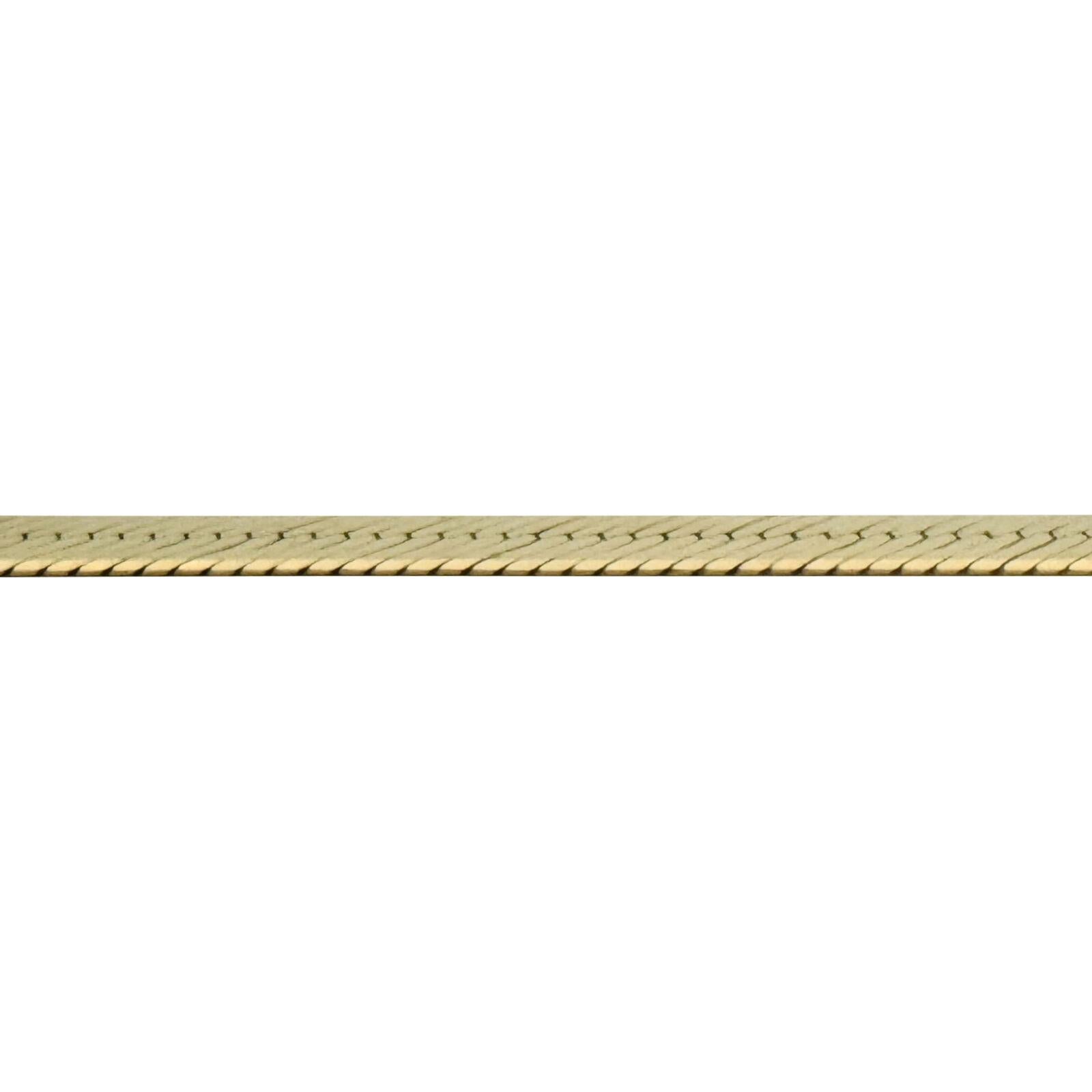 14k Karat Gelbgold massive Damen Fischgrät-Gliederhalskette Italien 1