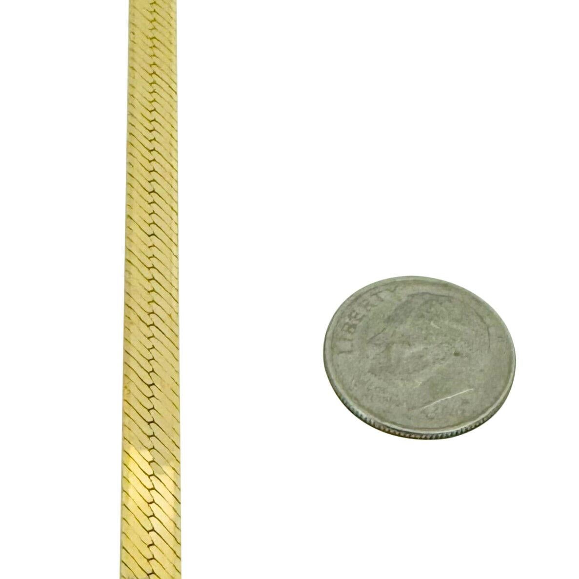 14k Karat Gelbgold massive Damen Fischgrät-Gliederhalskette Italien 2