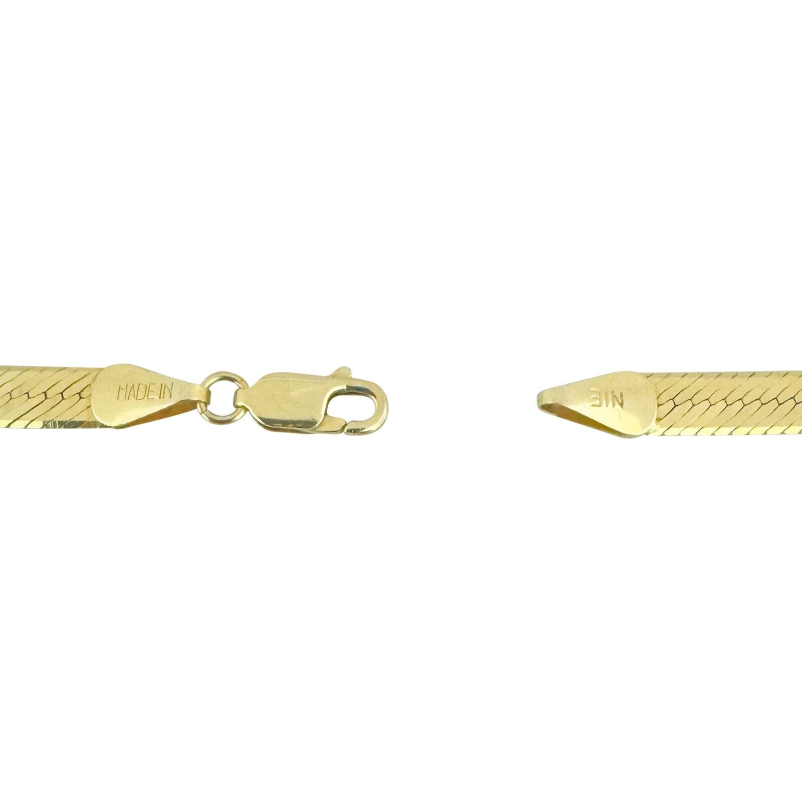 14k Karat Gelbgold massive Damen Fischgrät-Gliederhalskette Italien 3