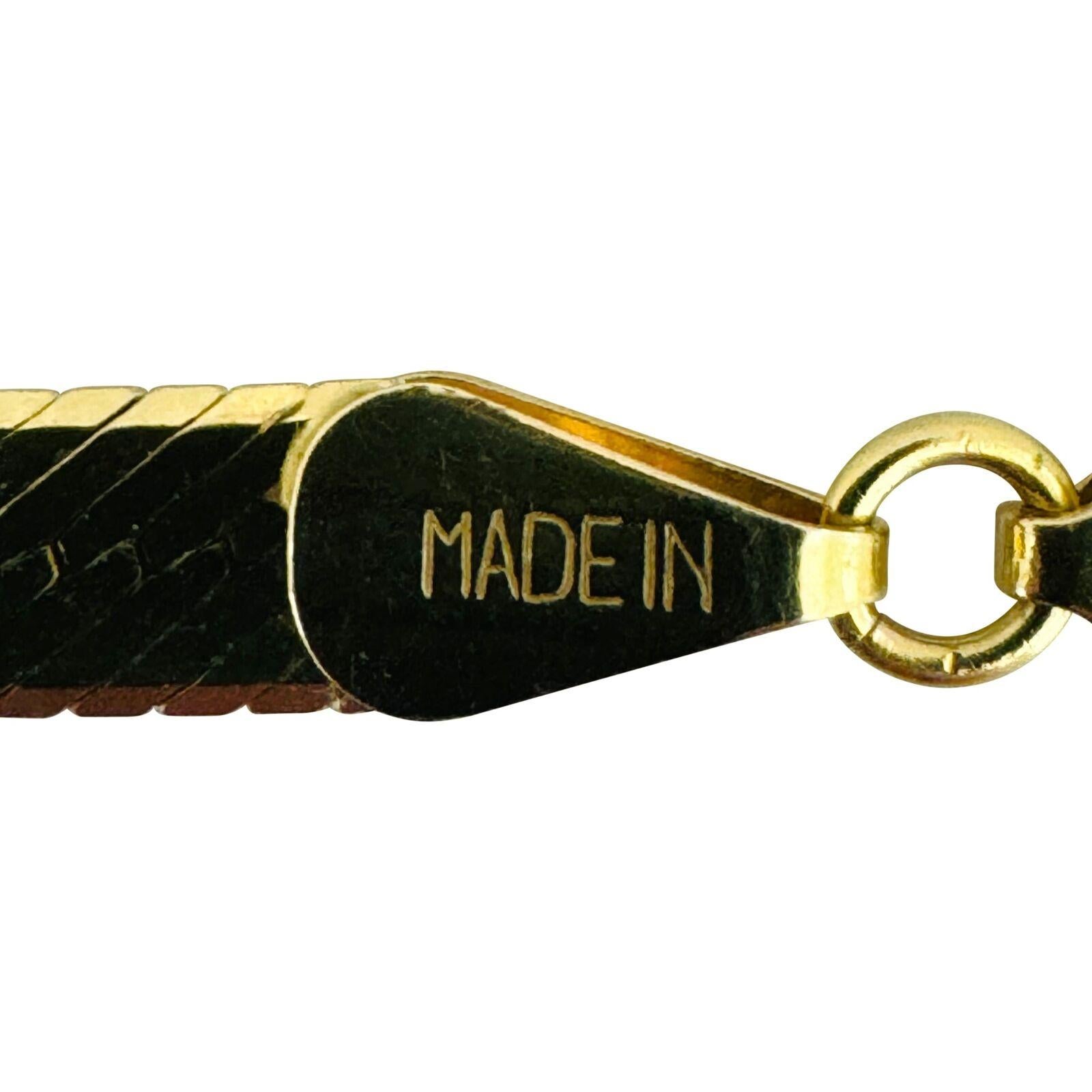 14k Karat Gelbgold massive Damen Fischgrät-Gliederhalskette Italien 4