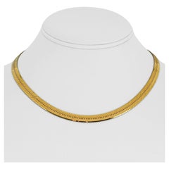 14k Karat Gelbgold Massivgewichtige, dicke Fischgrätengliederkette, Italien