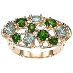 14k karat yellow gold with 1.37 carat Green Sapphire cocktail ring