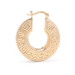 14K Knife Edge Greek Key Hoops