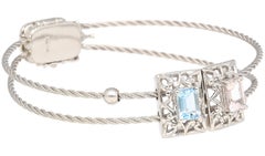 14K Kunzit und Aquamarin Vintage Charm-Armreif