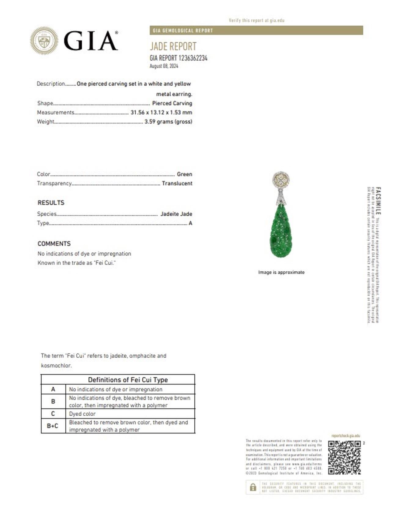 Donna Orecchini pendenti di giada e giadeite da donna 14K in vendita