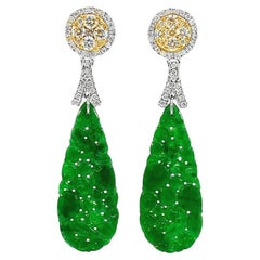 Orecchini pendenti di giada e giadeite da donna 14K