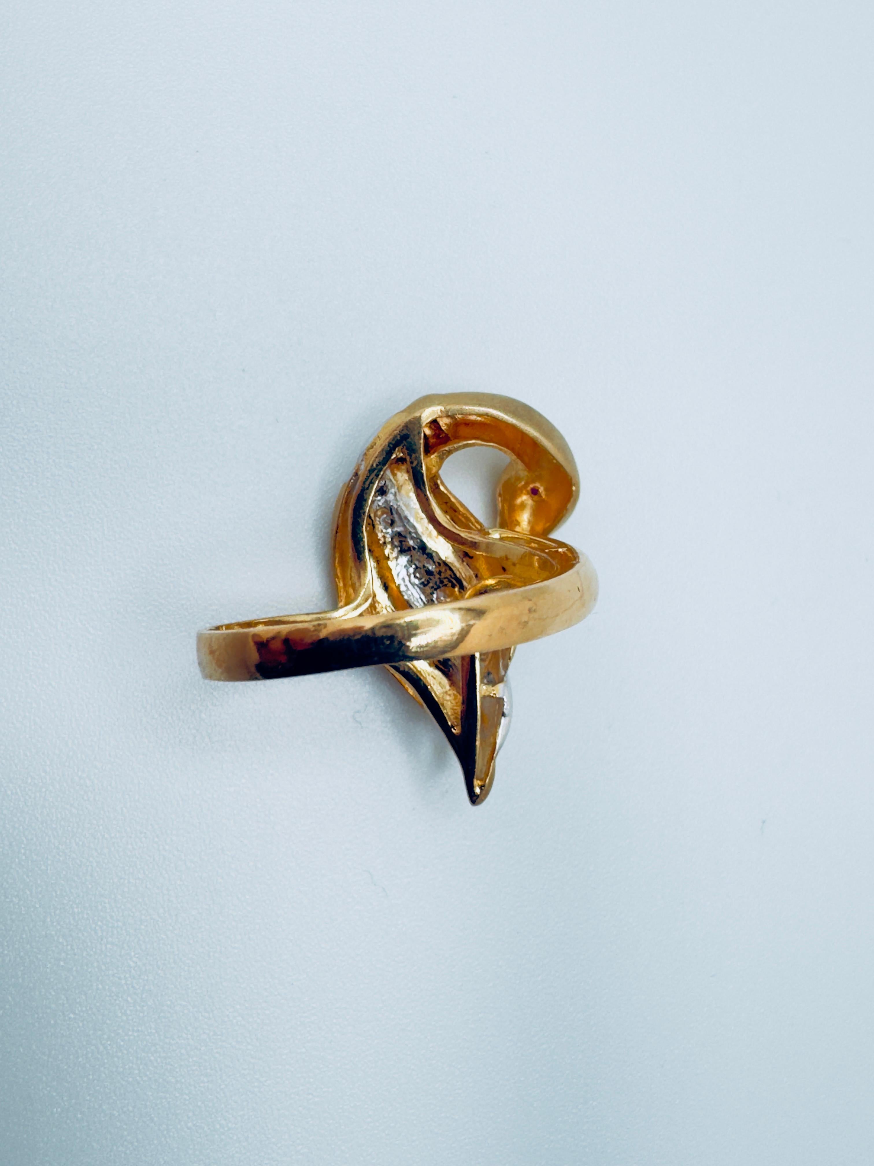 Women's 14k Ladies Diamond Swan Ring For Sale