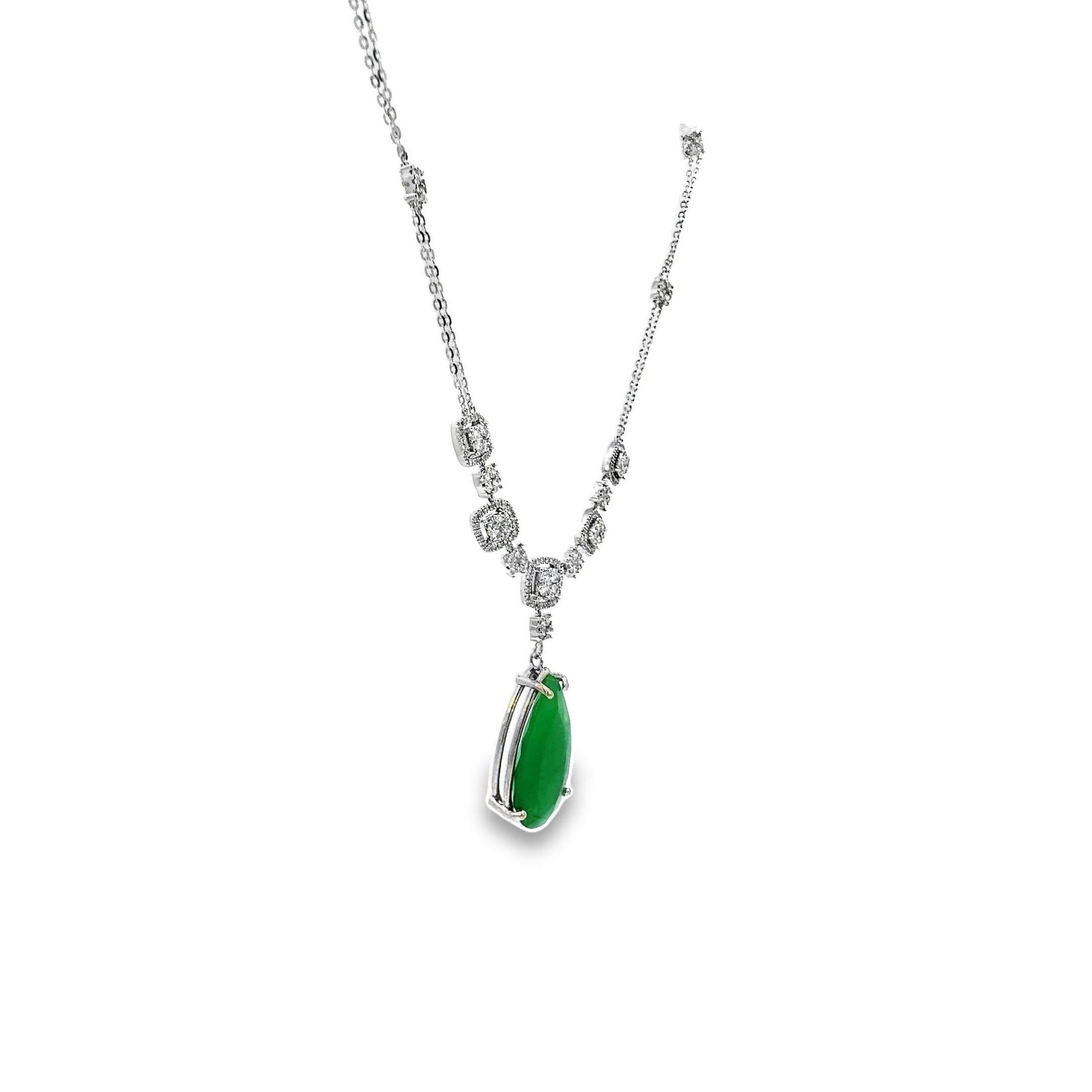 Modern 14K Ladies Necklace with Emerald and Diamonds