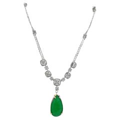 Collier pour femmes 14 carats avec émeraudes et diamants