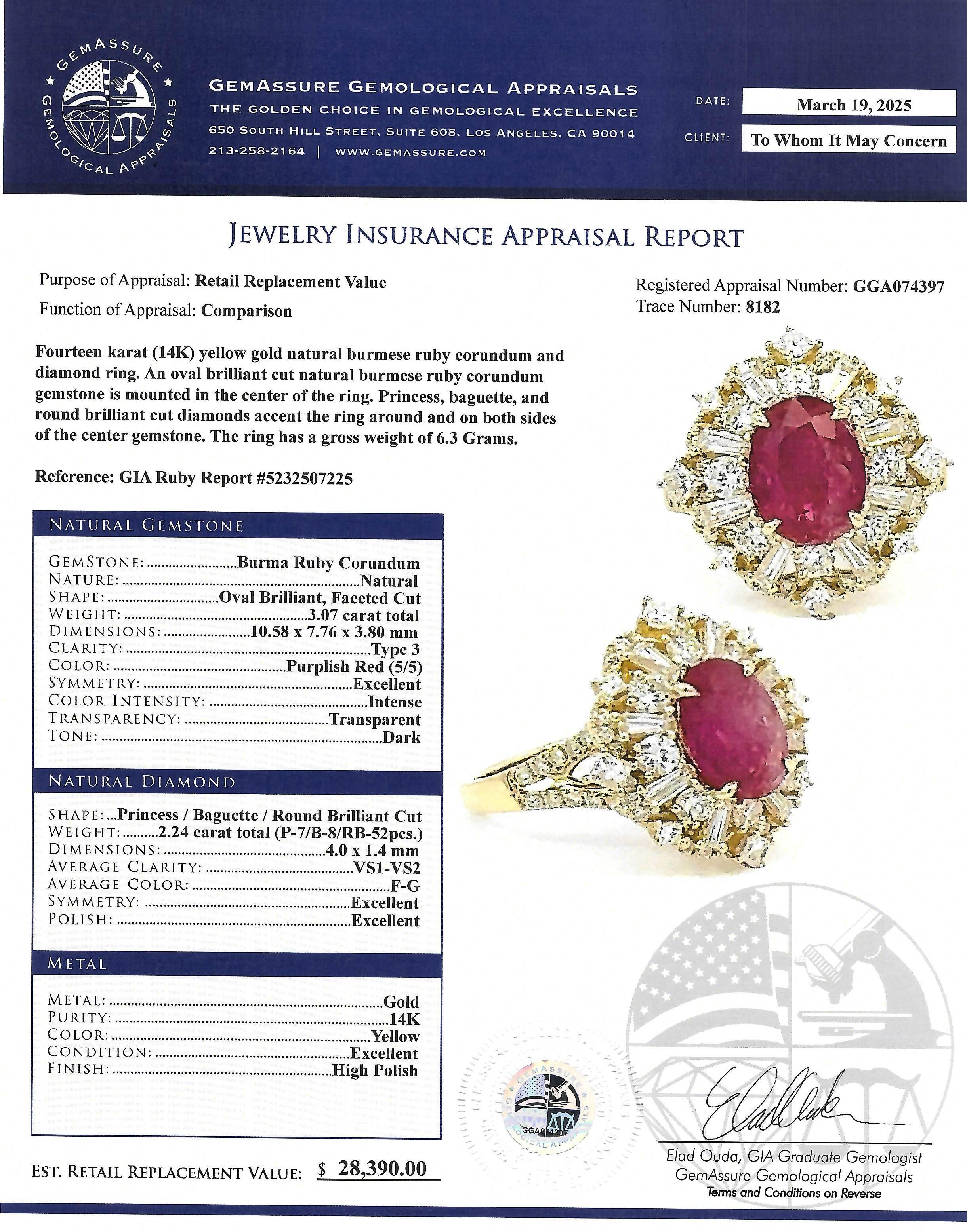 14K Damenring mit Rubin und Diamanten für Damen oder Herren im Angebot