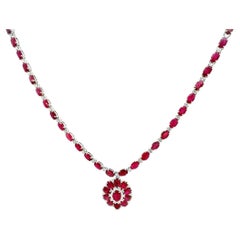 14K Ladies Ruby and Diamond Necklace