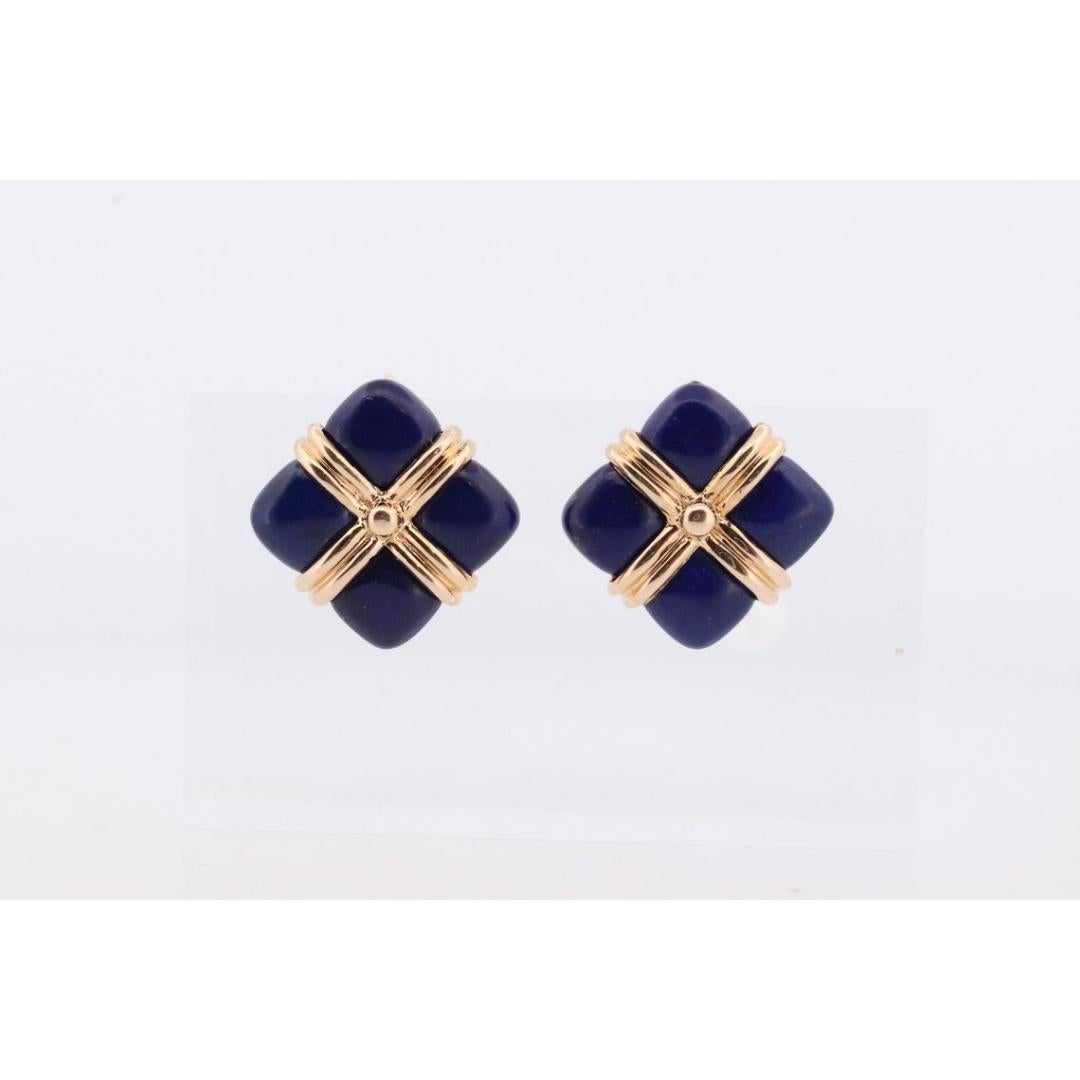 14k Lapislazuli-Ohrringe. GIFT square wrapped presents Blauer blauer Lapislazuli-Ohrstecker im Zustand „Gut“ in Port Charlotte, FL