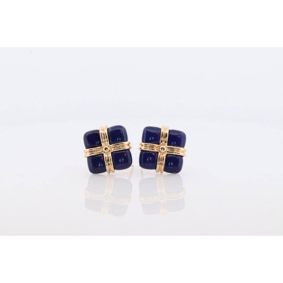 14k Lapislazuli-Ohrringe. GIFT square wrapped presents Blauer blauer Lapislazuli-Ohrstecker 1