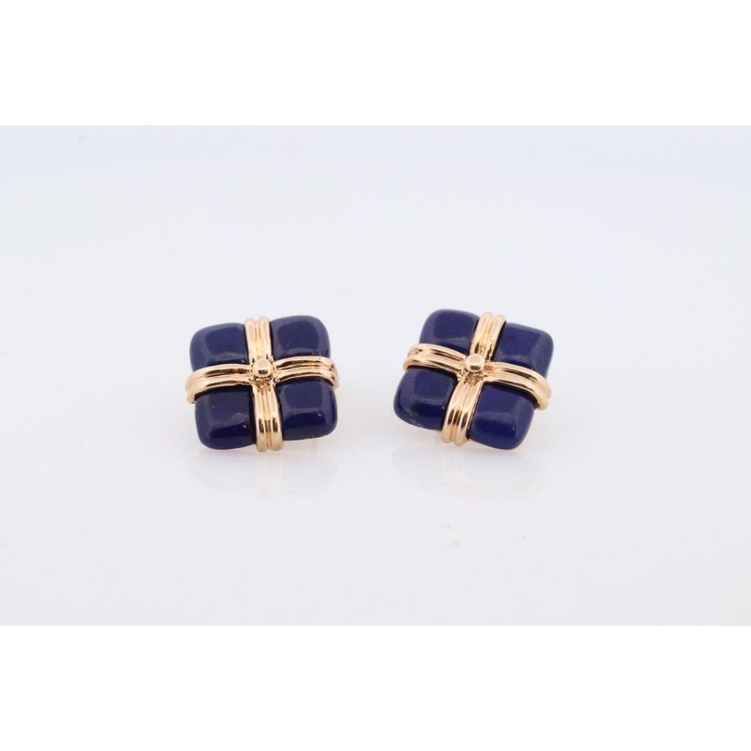 14k Lapislazuli-Ohrringe. GIFT square wrapped presents Blauer blauer Lapislazuli-Ohrstecker 2