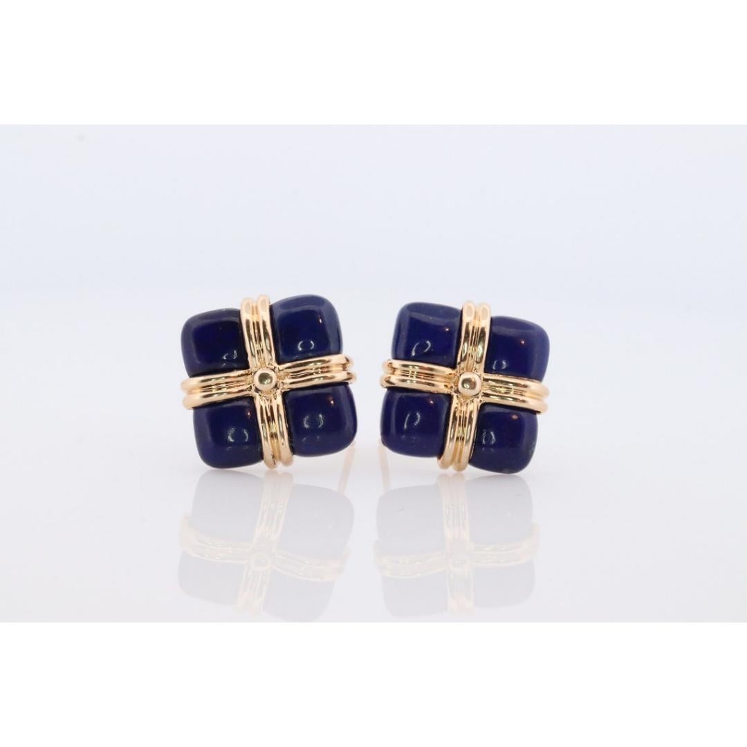 14k Lapislazuli-Ohrringe. GIFT square wrapped presents Blauer blauer Lapislazuli-Ohrstecker 3