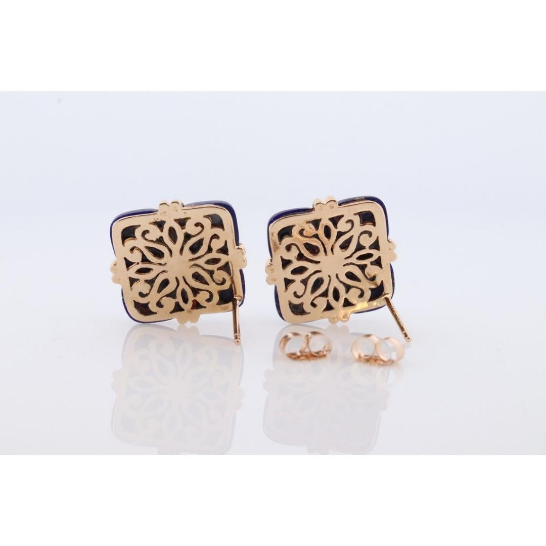 14k Lapislazuli-Ohrringe. GIFT square wrapped presents Blauer blauer Lapislazuli-Ohrstecker 4