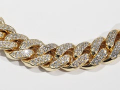 14 Karat Large Diamond Bracelet Curb Link Yellow Gold 9.20 Carat