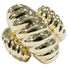 Vintage 14 Karat Large Dome Ring Twisted Yellow Gold