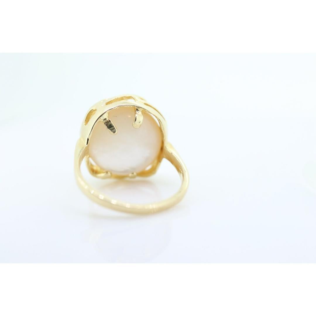 14k Großer Mabe- und Diamantring. Mabe Pearl Solitaire Ring. Mabe Große Perle 1