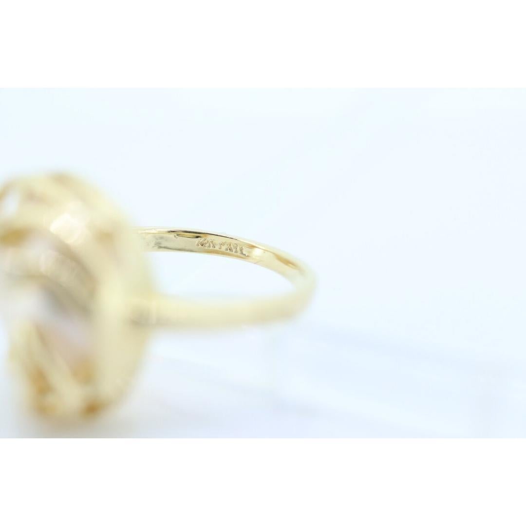 14k Großer Mabe- und Diamantring. Mabe Pearl Solitaire Ring. Mabe Große Perle 3