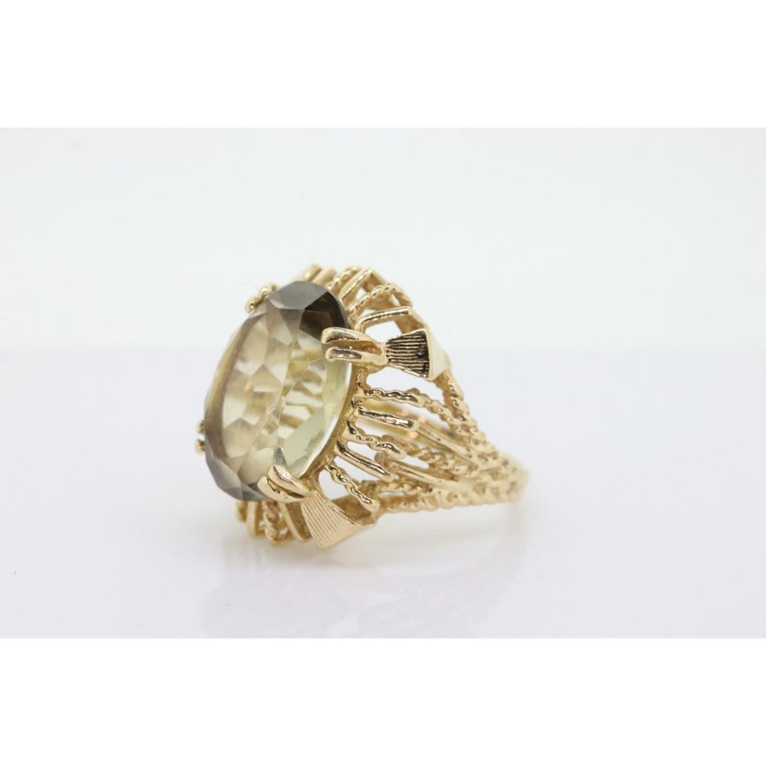 14k Large Oval GREEN Amethyst ring. 14k Large Light Green Amethyst Cocktail For Sale 4