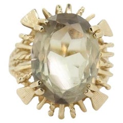 14k Large Oval GREEN Amethyst ring. 14k Large Light Green Amethyst Cocktail