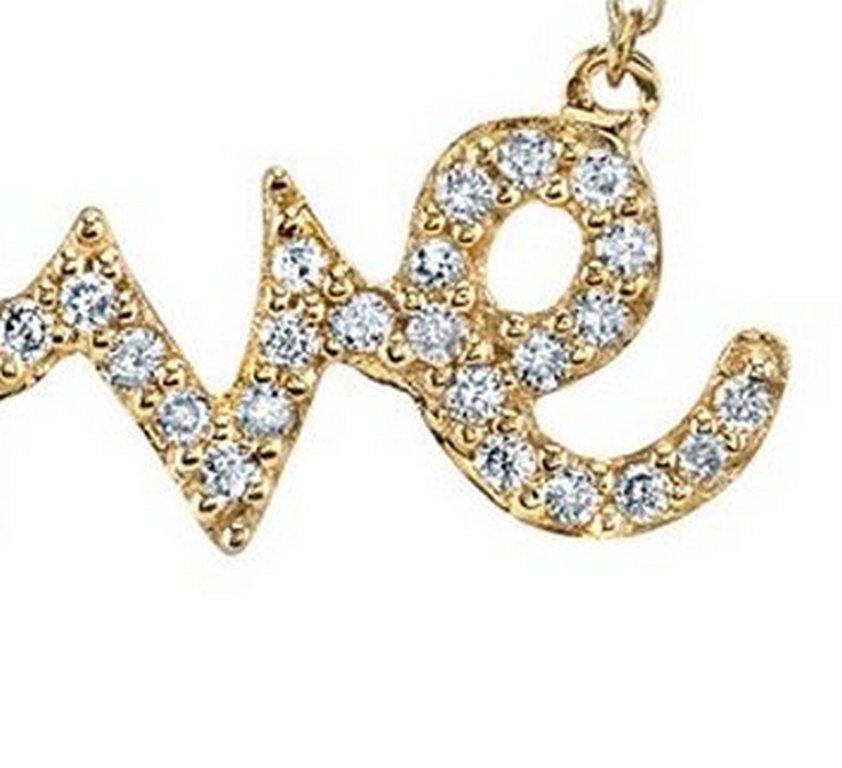 gold love necklace with diamond