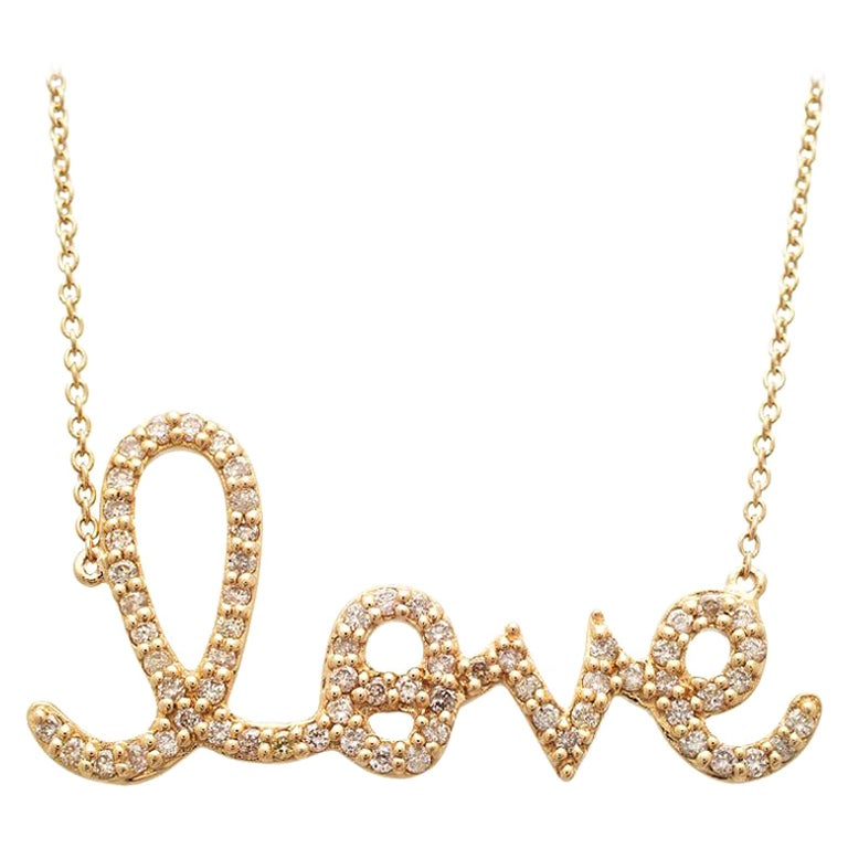Collar Love Script de Oro Amarillo y Diamantes de 14k Sydney Evan