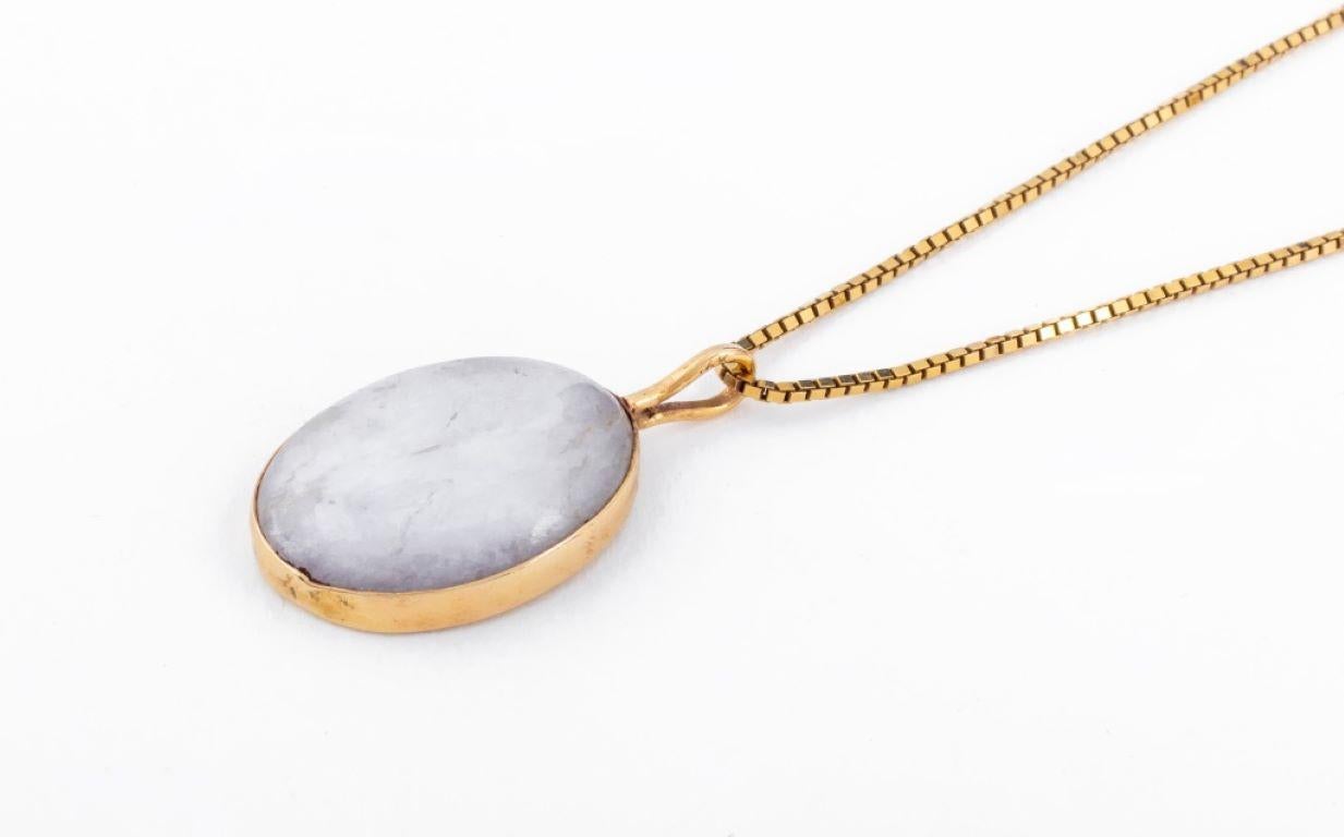 Modern 14K Lavender Jade Necklace & Earrings Set For Sale