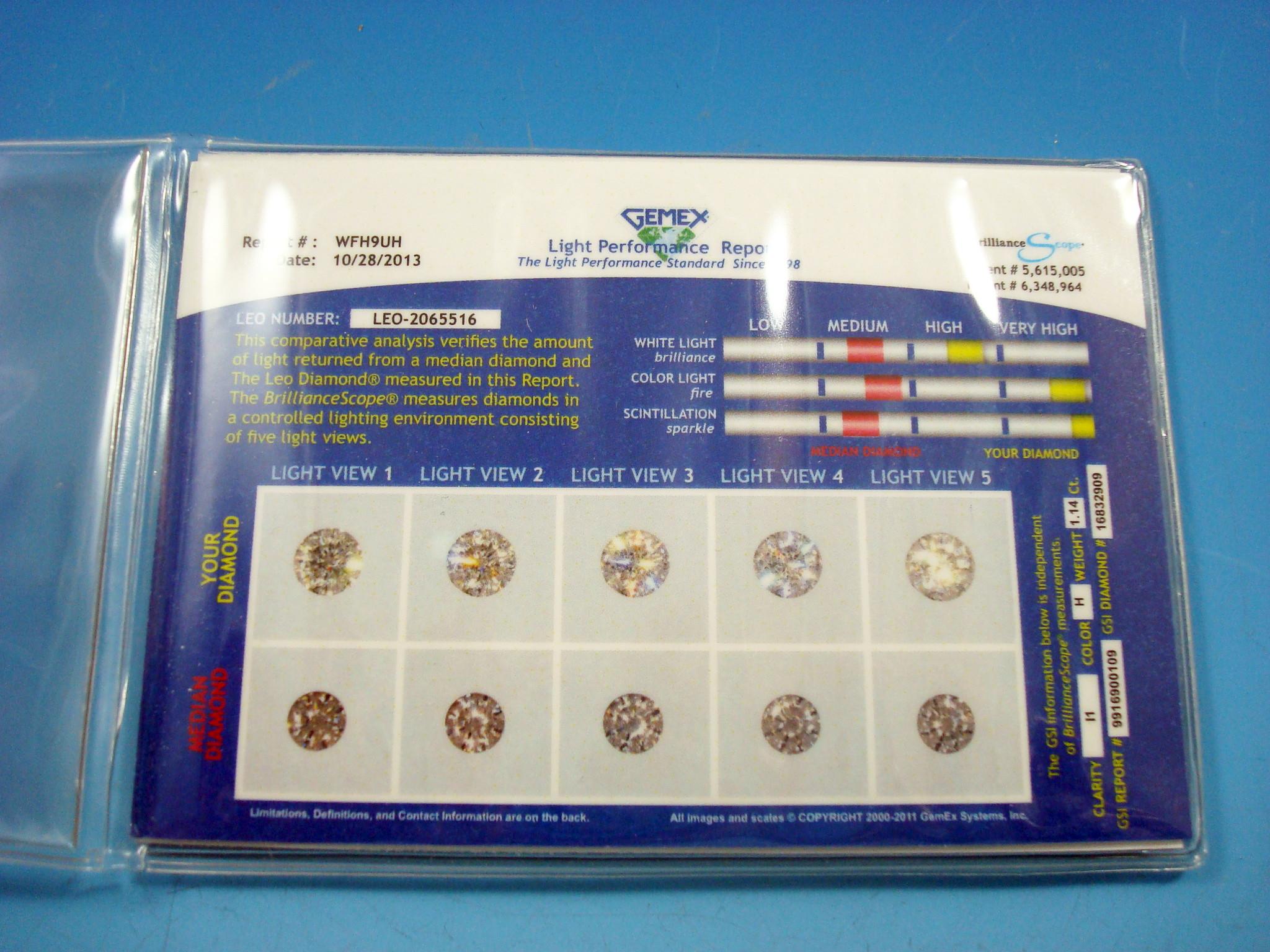 Anillo de Compromiso de Diamante Redondo de 14K Leo 1,14ct 1,64c en venta 2
