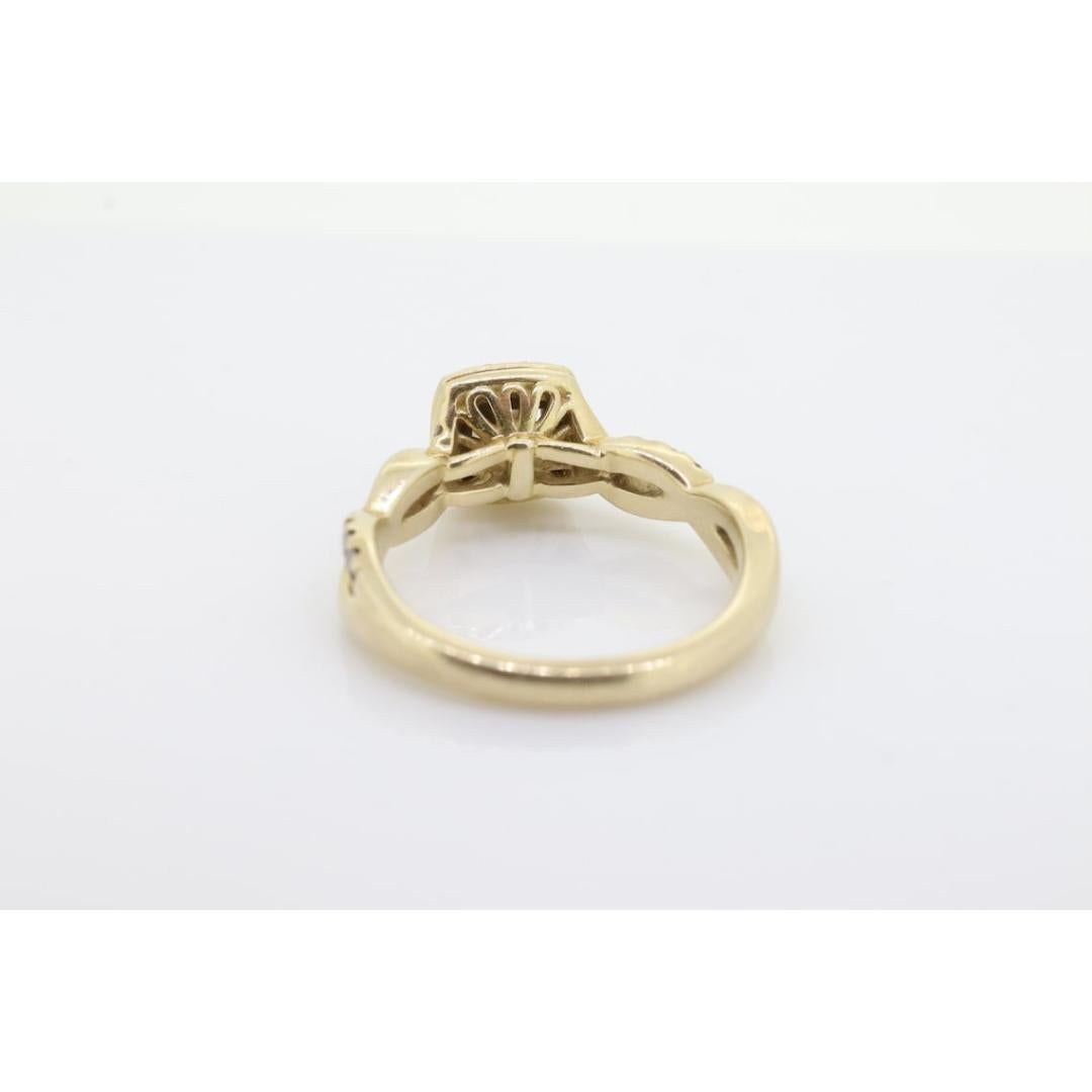 14k LEO Diamantring. Solitär-Verlobungsring, Prinzessinnenschliff Diamant Halo Unendlichkeitsschiene im Angebot 1