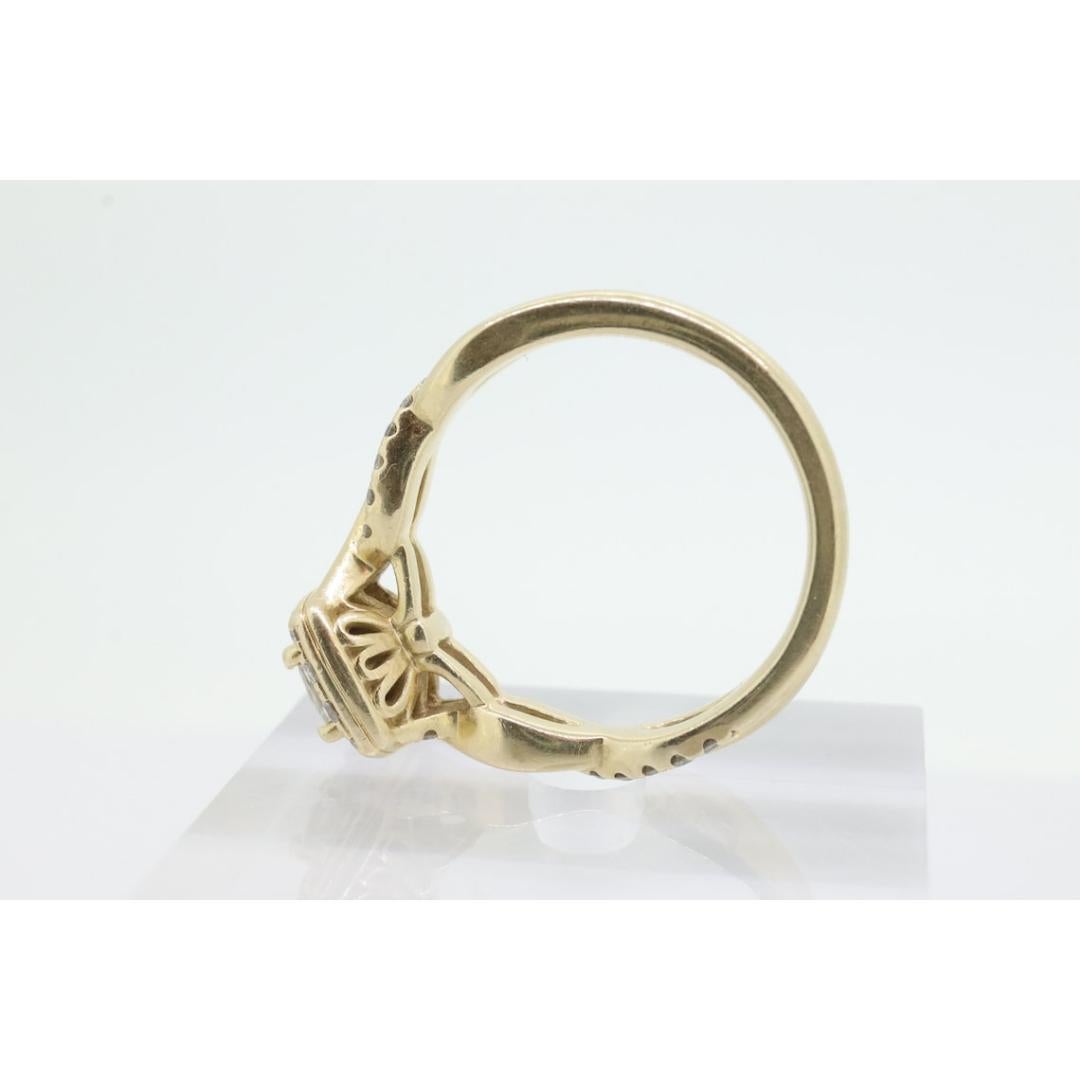 14k LEO Diamantring. Solitär-Verlobungsring, Prinzessinnenschliff Diamant Halo Unendlichkeitsschiene im Angebot 2