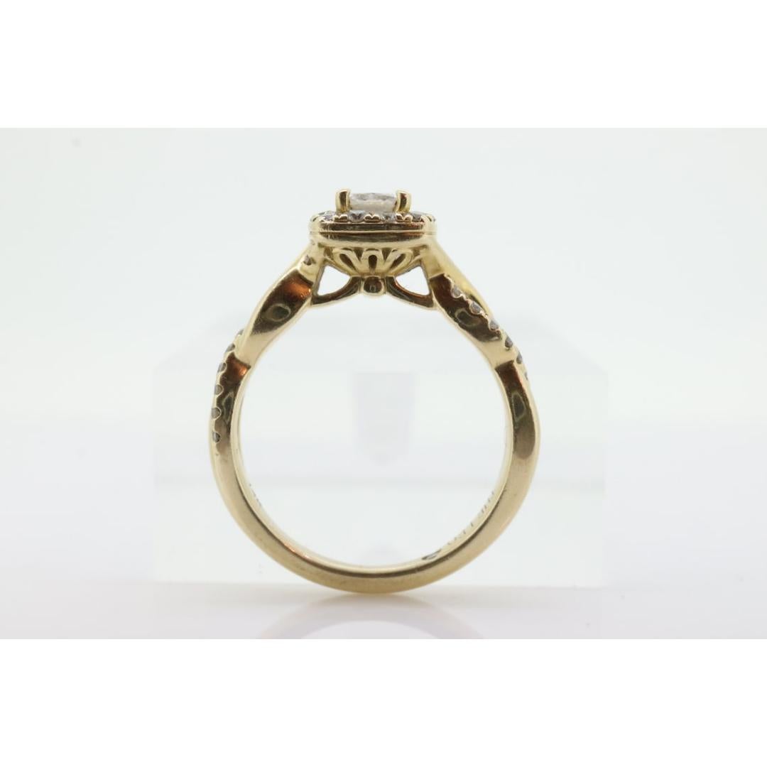 14k LEO Diamantring. Solitär-Verlobungsring, Prinzessinnenschliff Diamant Halo Unendlichkeitsschiene im Angebot 3