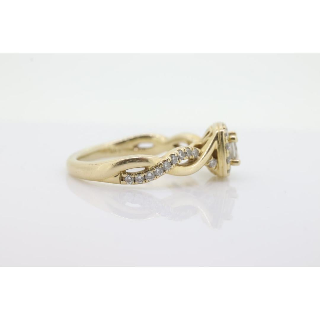 14k LEO Diamantring. Solitär-Verlobungsring, Prinzessinnenschliff Diamant Halo Unendlichkeitsschiene im Angebot 4