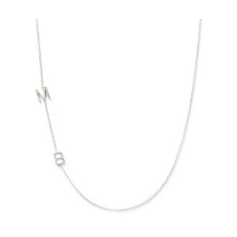 Modern Asymmetrical Initial M B 14K Yellow Gold Necklace For Sale
