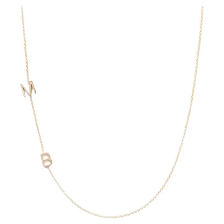 Asymmetrical Initial M B 14K Yellow Gold Necklace
