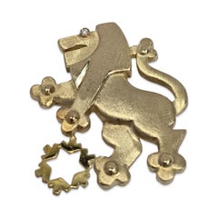 14K Lion of Judah & Star of David Brooch–Pendant with Diamond Eye Royal Judaica