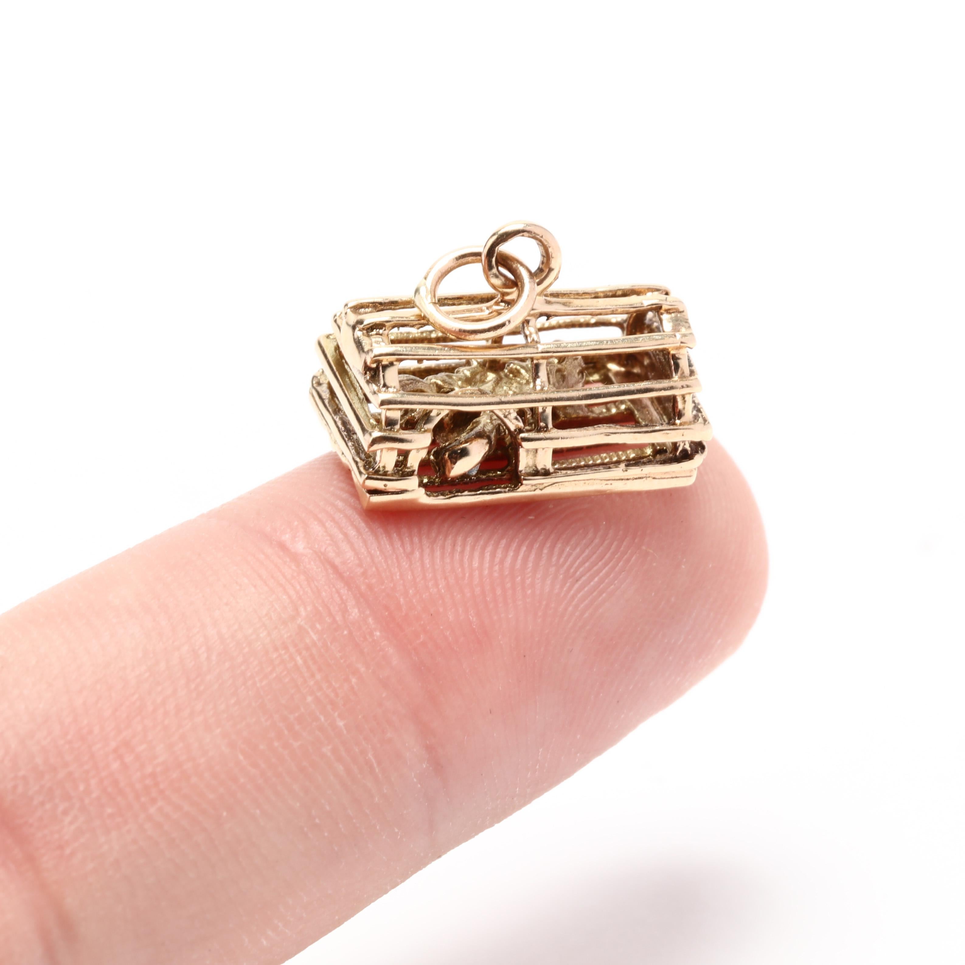 Women's or Men's 14K Lobster in a Cage Charm