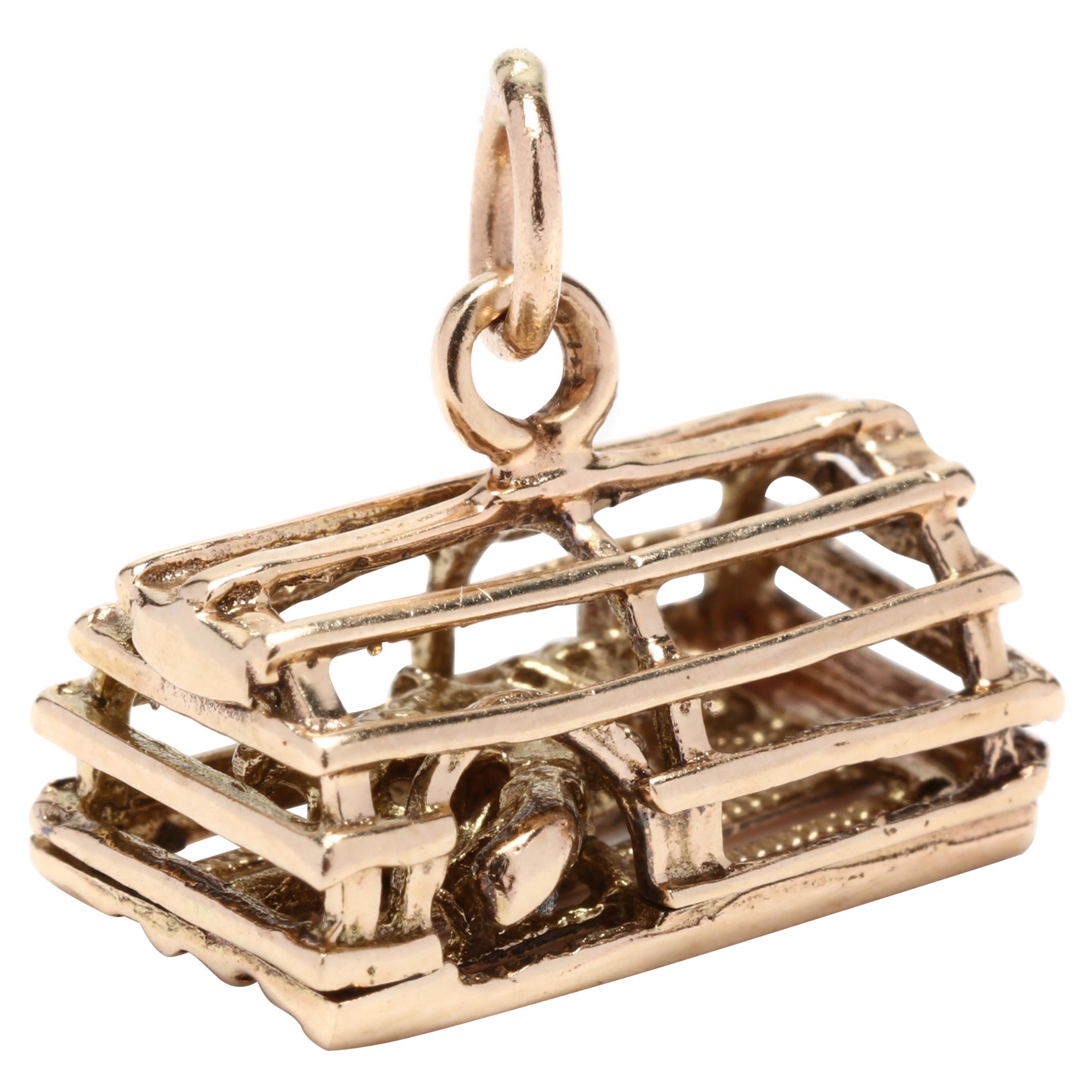 14K Lobster in a Cage Charm