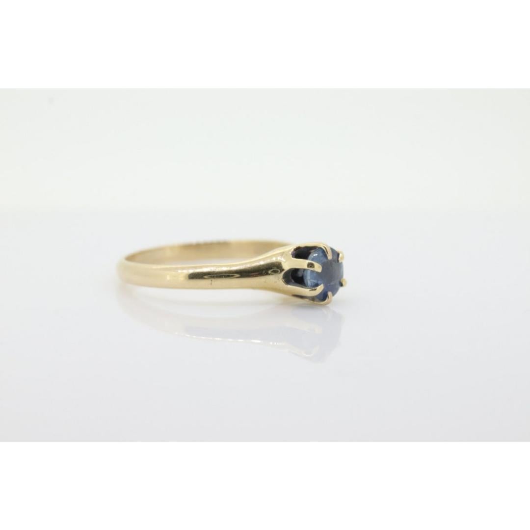 De las mujeres Anillo Solitario de Topacio Azul de 14k de Londres. Oro amarillo de 14 quilates Topacio azul redondo Victoriano en venta