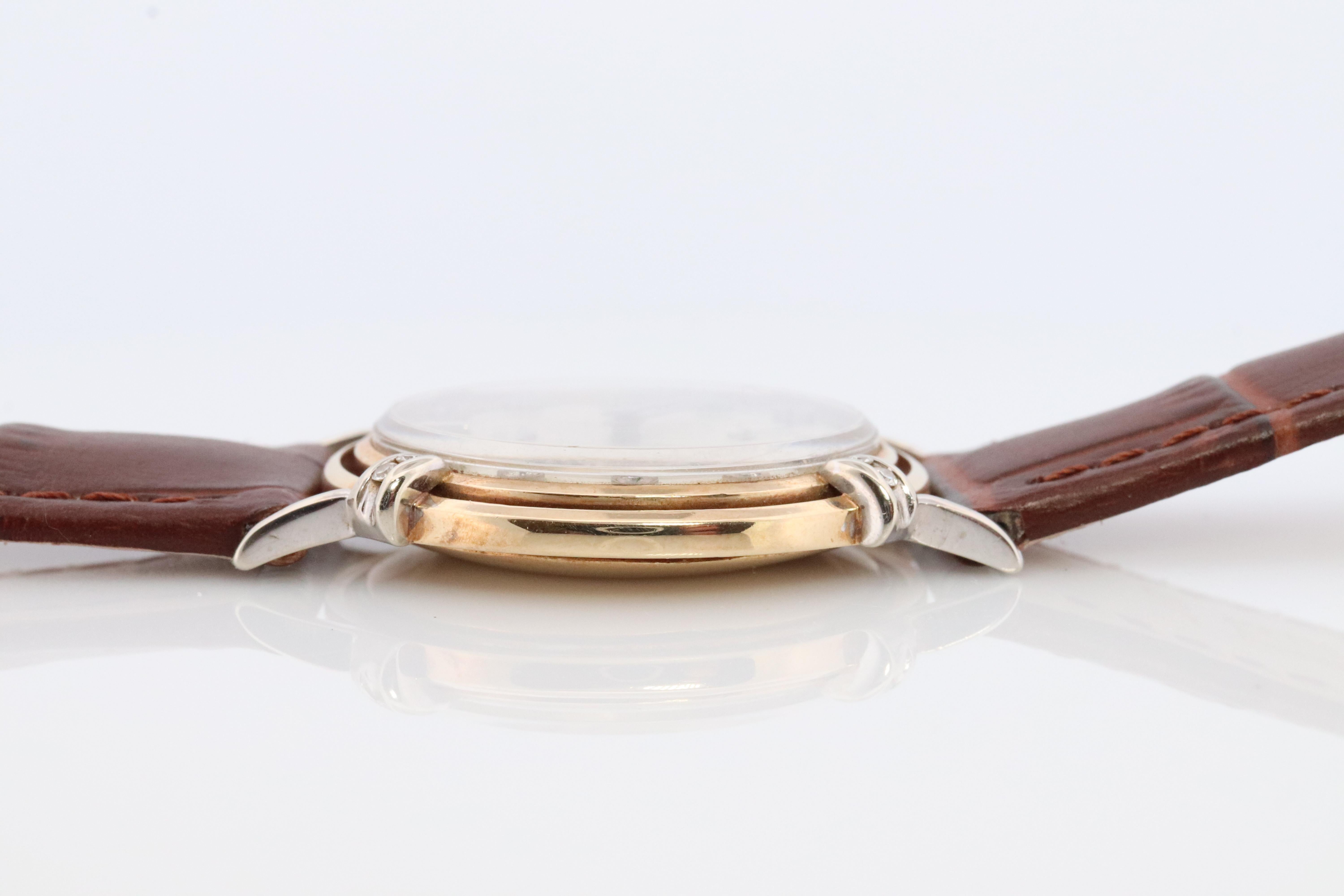 14k Longines Diamond Watch. Vintage 1950s LONGINES Mens Wristwatch 22L In Good Condition In Port Charlotte, FL